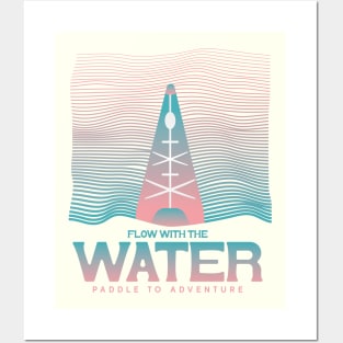 Flow With The Water Kayaking Kayaker Wavy Lines Art Posters and Art